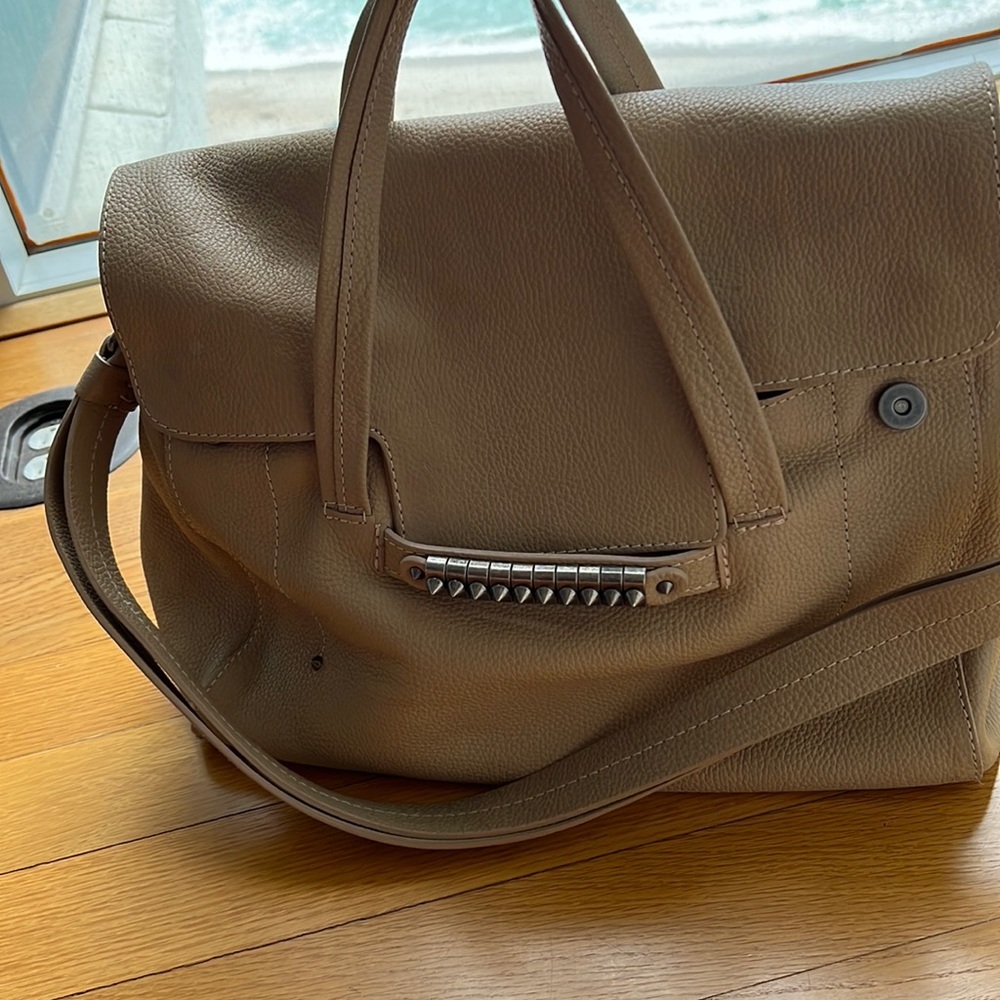 Schütz Nude, tan top handle satchel with adjustable strap